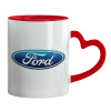 Mug heart red handle, ceramic, 330ml