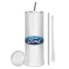 Tumbler stainless steel 600ml, with metal straw & cleaning brush