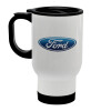 Ford, Κούπα ταξιδιού ανοξείδωτη με καπάκι, διπλού τοιχώματος (θερμό) λευκή 450ml