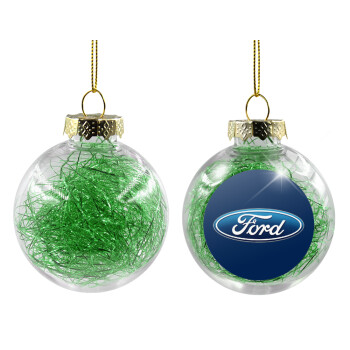 Ford, Χριστουγεννιάτικη μπάλα δένδρου διάφανη με πράσινο γέμισμα 8cm