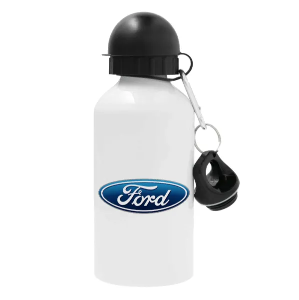 Ford — Metal water bottle, White, aluminum 500ml