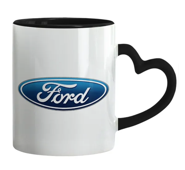 Ford — Mug heart black handle, ceramic, 330ml