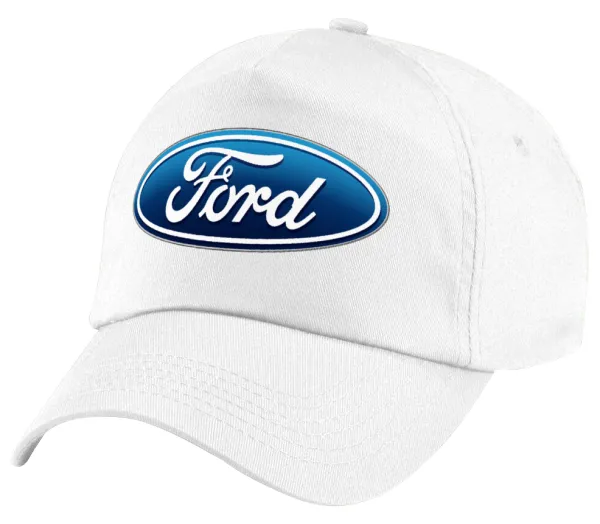 Ford — Πεντάφυλλο καπέλο Λευκό, 100% Βαμβακερό (Twill), με ρύθμιση, unisex