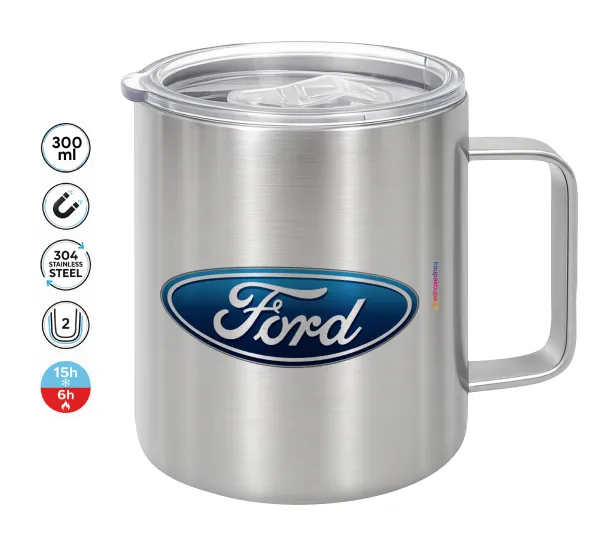 Ford — Double-walled stainless steel mug 300ml with temperature-retaining lid