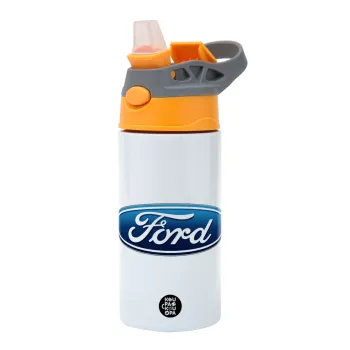 Ford, Παιδικό παγούρι θερμό, ανοξείδωτο, με καλαμάκι ασφαλείας, Πορτοκαλί/Γκρι (360ml) BPA-FREE