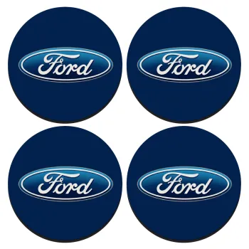 Ford, ΣΕΤ 4 Σουβέρ ξύλινα στρογγυλά (9cm)