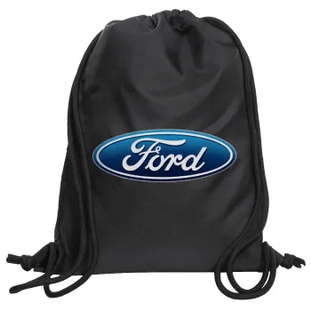 Ford, Backpack pouch GYMBAG Black, with pocket (40x48cm) & thick cords