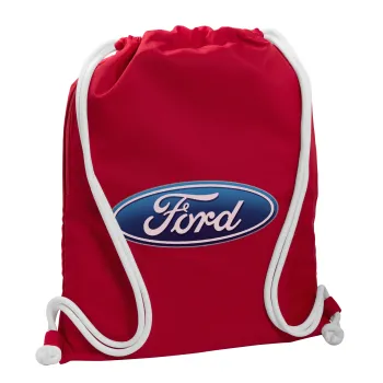 Ford, Backpack pouch GYMBAG Red, with pocket (40x48cm) & thick cords