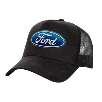 Ford, Καπέλο Ενηλίκων Structured Trucker, με Δίχτυ, (παραλλαγή) Army σκούρο (100% ΒΑΜΒΑΚΕΡΟ, ΕΝΗΛΙΚΩΝ, UNISEX, ONE SIZE)
