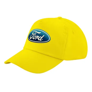 Ford, Child's Baseball Cap, 100% Cotton Twill, Yellow (COTTON, CHILD, UNISEX, ONE SIZE)