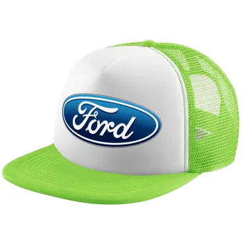 Ford, Child's Soft Trucker Hat with Green/White Mesh (POLYESTER, CHILDREN'S, ONE SIZE)