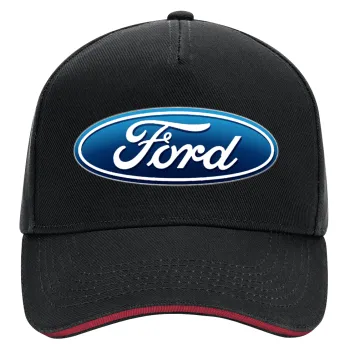 Ford, DRILL Καπέλο Ενηλίκων Ultimate ΜΑΥΡΟ/ΚΟΚΚΙΝΟ, (100% ΒΑΜΒΑΚΕΡΟ, ΕΝΗΛΙΚΩΝ, UNISEX, ONE SIZE)