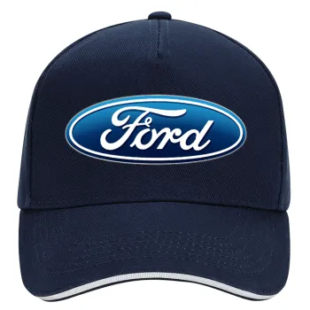 Ford, DRILL Καπέλο Ενηλίκων Ultimate ΜΠΛΕ/ΛΕΥΚΟ, (100% ΒΑΜΒΑΚΕΡΟ, ΕΝΗΛΙΚΩΝ, UNISEX, ONE SIZE)