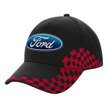 Ford, Adult Cap RACING Ultimate Black/Red, (100% COTTON DRILL, ADULT, UNISEX, ONE SIZE)
