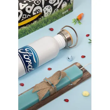 Ford, Πασχαλινή Λαμπάδα με παγούρι μεταλλικό (620ml, stainless steel) & κερί αρωματικό πλακέ (30cm) (ΤΙΡΚΟΥΑΖ)