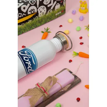Ford, Πασχαλινή Λαμπάδα με παγούρι μεταλλικό (620ml, stainless steel) & κερί αρωματικό πλακέ (30cm) (ΡΟΖ)