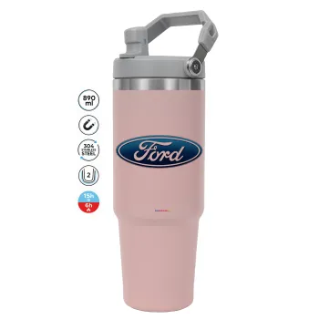 Ford, Pink color, 890ml (30oz) stainless Steel Tumbler with Handle