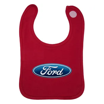 Ford, Σαλιάρα με Σκρατς Κόκκινη 100% Organic Cotton (0-18 months)