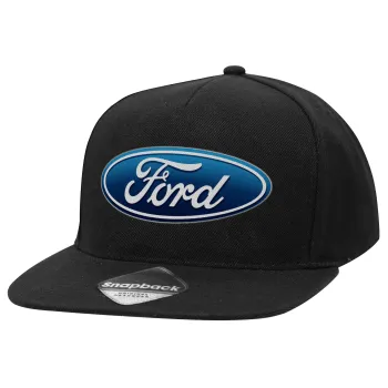 Ford, Καπέλο Ενηλίκων Flat Snapback Μαύρο, (100% ΒΑΜΒΑΚΕΡΟ TWILL, ΕΝΗΛΙΚΩΝ, UNISEX, ONE SIZE)