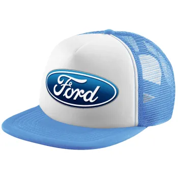 Ford, Child's Soft Trucker Hat with Blue/White Mesh (POLYESTER, CHILD, ONE SIZE)