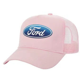 Ford, Καπέλο Παιδικό Structured Trucker, με Δίχτυ, ΡΟΖ (100% ΒΑΜΒΑΚΕΡΟ, ΠΑΙΔΙΚΟ, UNISEX, ONE SIZE)