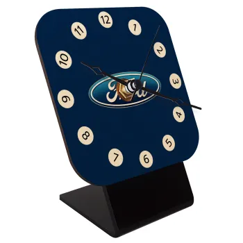 Ford, Quartz Table clock in natural wood (10cm)
