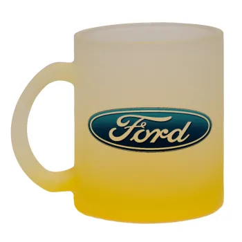 Ford, Κούπα γυάλινη δίχρωμη με βάση το κίτρινο ματ, 330ml