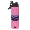 Metallic water bottle with safety lid, 850ml aluminum