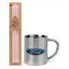 Easter Set, metallic thermal cup (300ml) & aromatic flat Easter candle (30cm) (PINK)