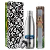 Easter Set, metallic stainless thermos flask (500ml) & scented flat Easter candle (30cm) (GRAY)