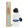 Easter Set, metallic aluminum water bottle (500ml) & scented flat candle (30cm) (TURQUOISE)