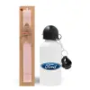 Easter Set, metallic aluminum bottle (500ml) & aromatic flat Easter candle (30cm) (PINK)