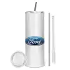 Tumbler stainless steel 600ml, with metal straw & cleaning brush
