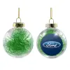 Transparent Christmas tree ball ornament with green filling 8cm