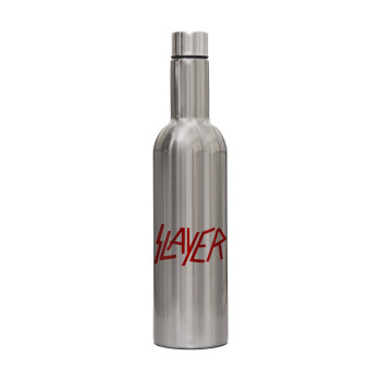 Slayer, Μεταλλικό παγούρι με μακρύ λαιμό θερμός ασημένιο (Stainless steel), διπλού τοιχώματος, 750ml