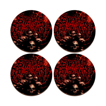 Slayer, ΣΕΤ x4 Σουβέρ ξύλινα στρογγυλά plywood (9cm)