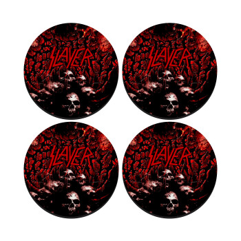 Slayer, SET of 4 round wooden coasters (9cm)