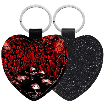 Slayer, Μπρελόκ PU δερμάτινο glitter καρδιά ΜΑΥΡΟ