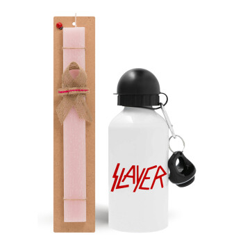 Slayer, Easter Set, metallic aluminum bottle (500ml) & aromatic flat Easter candle (30cm) (PINK)