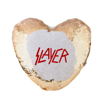 Slayer, Μαξιλάρι καναπέ καρδιά Μαγικό Χρυσό με πούλιες 40x40cm περιέχεται το  γέμισμα