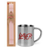 Easter Set, metallic thermal cup (300ml) & aromatic flat Easter candle (30cm) (PINK)