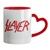 Mug heart red handle, ceramic, 330ml
