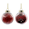 Transparent Christmas tree ball ornament with red filling 8cm