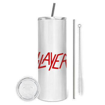 Slayer, Tumbler ποτήρι θερμό από ανοξείδωτο ατσάλι 600ml, με μεταλλικό καλαμάκι & βούρτσα καθαρισμού