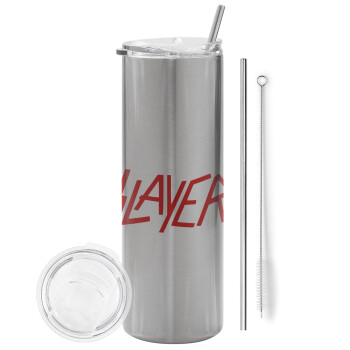 Slayer, Tumbler stainless steel Silver 600ml, with metal straw & cleaning brush