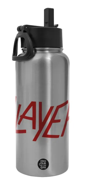 Slayer — Metal mug thermo Silver with Straw and Spout Lid (Stainless steel), double wall, 950ml