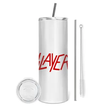 Slayer, Tumbler ποτήρι θερμό από ανοξείδωτο ατσάλι 600ml, με μεταλλικό καλαμάκι & βούρτσα καθαρισμού