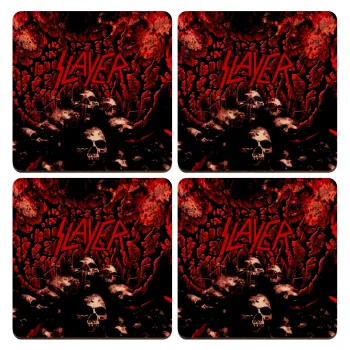 Slayer, ΣΕΤ x4 Σουβέρ ξύλινα τετράγωνα plywood (9cm)