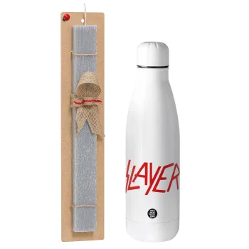 Slayer, Easter Set, metallic stainless thermos bottle (500ml) & scented flat Easter candle (30cm) (GRAY)