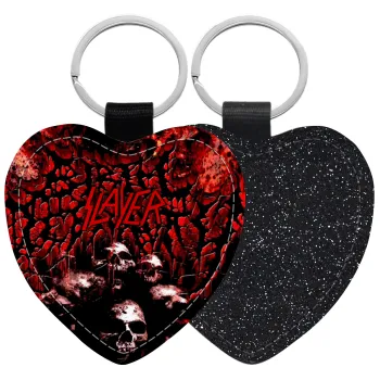 Slayer, Μπρελόκ PU δερμάτινο glitter καρδιά ΜΑΥΡΟ